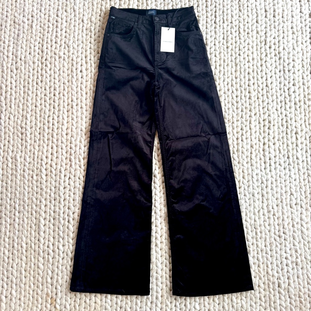 NWT Citizens of Humanity Paloma Black Velvet Wide Leg Pant